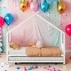 preview thumbnail 2 of 14, Metal Twin Size House Bed with Twin Size Trundle