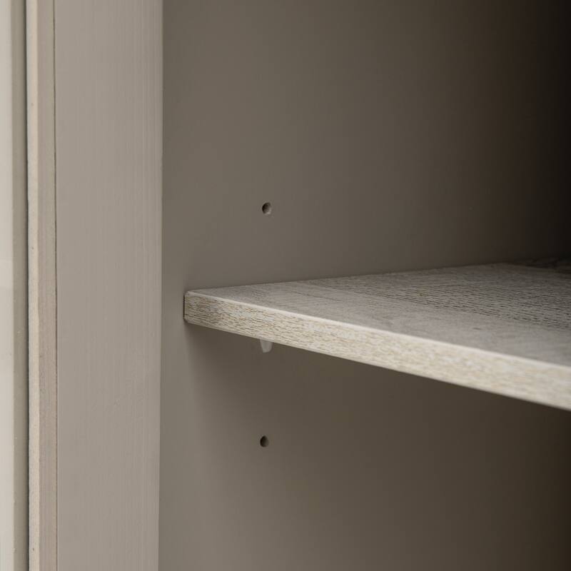 Wood Storage Cabinet with Three tempered glass doors and Adjustable Shelf