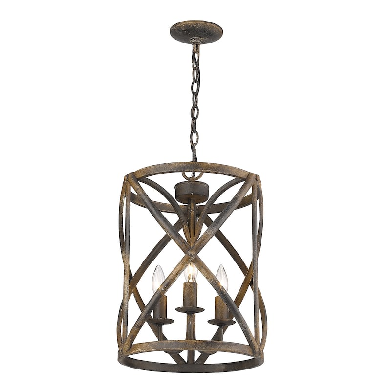 Golden Lighting Alcott 3-light Pendant in Antique Black Iron