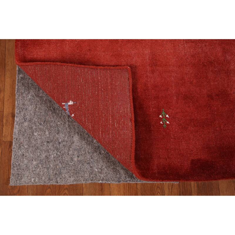 Hand Knotted Oriental 100% Wool Carpet Tribal Animal Pictorial Oranges & Rust Gabbeh Area Rug - 7' 7'' X 5' 3''