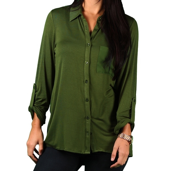 Zac & Rachel Misses Sheer Pocket Blouse