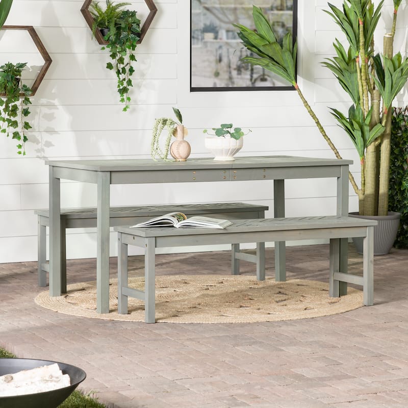 Walker Edison Elephant Point 3-Piece Acacia Outdoor Dining Set