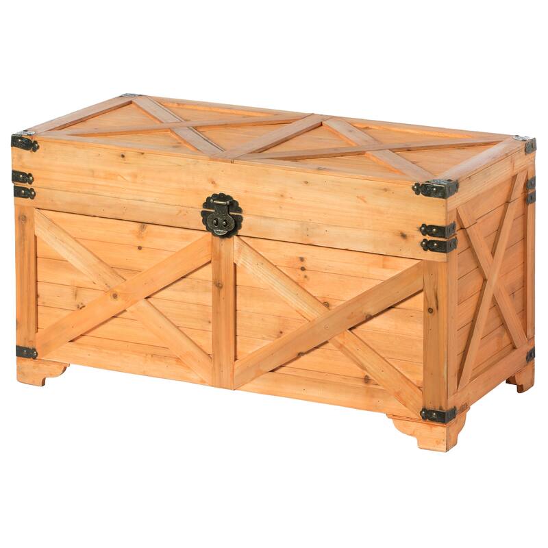 Barn Design Large Decorative Farmhouse Wooden Storage Trunk Chest