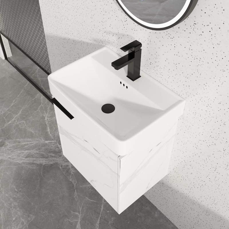 Bathroom Vanity With Sink In 16/20/24/30/36 Inch, Floating Bathroom Vanity With Soft Close Door