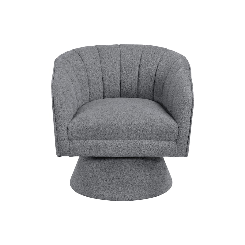 Shea Swivel Accent Chair, Dark Gray Boucle Fabric, Channel Stitched