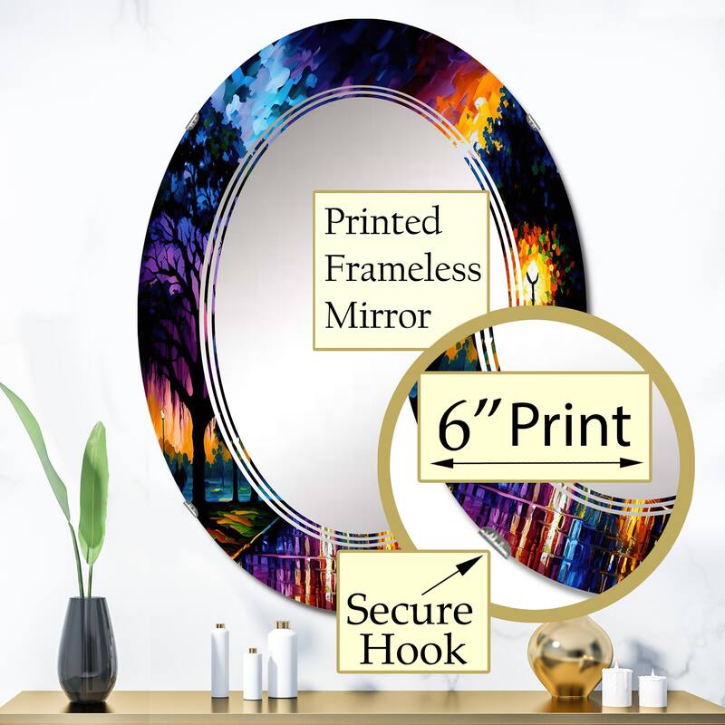 Designart 'Colorful Houston Texas' Printed City Wall Mirror
