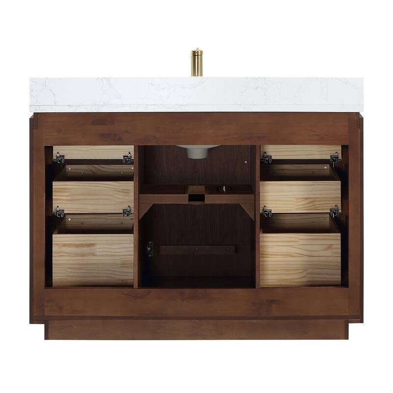 San Single Bath Vanity with Composite Stone Top and Mirror
