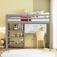 preview thumbnail 1 of 23, Twin Size Wooden Loft Bed with Shelves, Desk and Writing Board Gray
