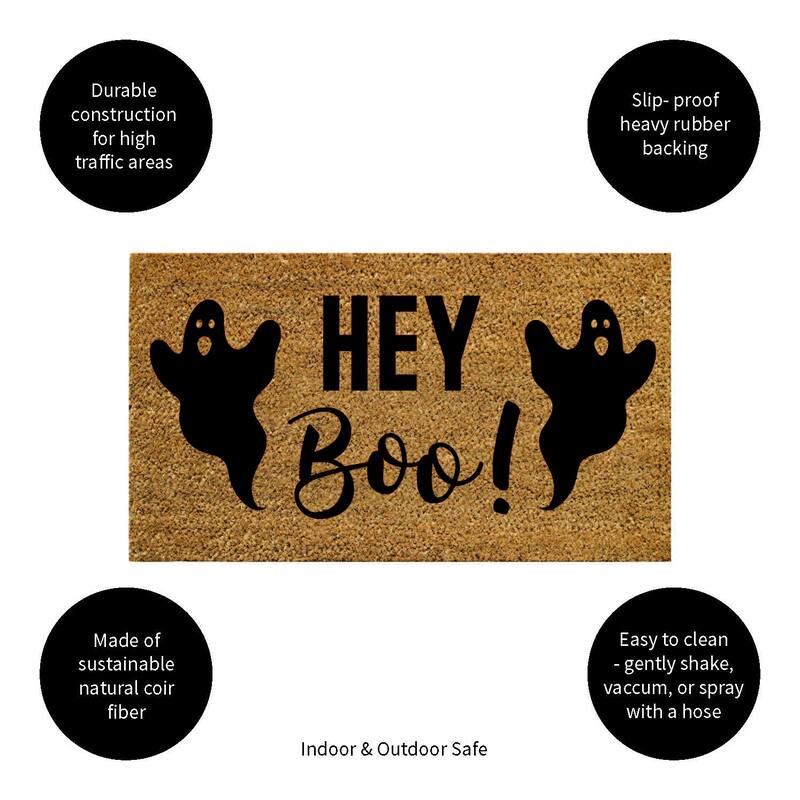 16 in. x 28 in. Coir Halloween Greeting "Hey Boo!" Door Mat