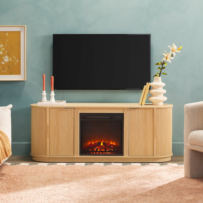 Middlebrook Modern Reeded 60-inch Fireplace TV Stand - Coastal Oak