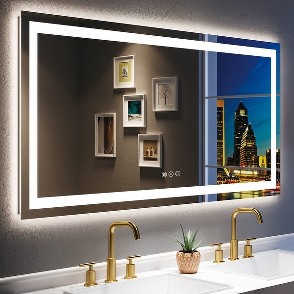 Apmir Full Size Frameless Front and Back LED Lighted Bathroom Vanity Mirror Anti Fog in Tempered Glass ETL On Sale Bed Bath Beyond 39904157
