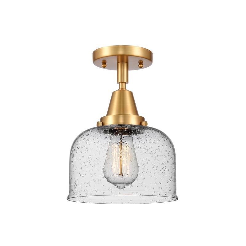 Innovations Lighting Caden Bell - 1 Light 8" Flush Mount - Satin Gold/Seedy