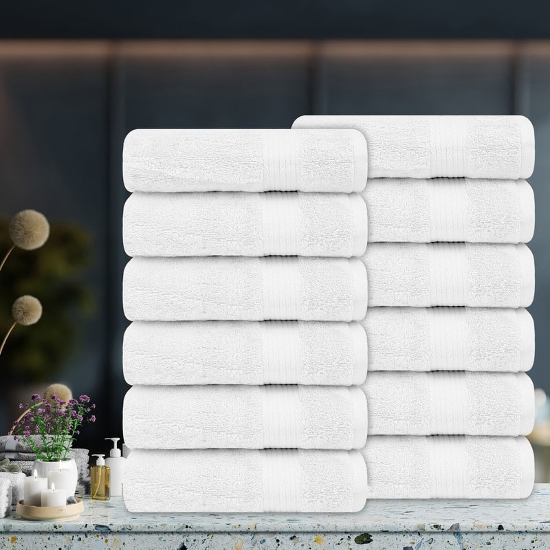 Luxurious Cotton 600GSM Hand Towels 18x28 Inch by Ample Decor