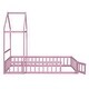 preview thumbnail 26 of 47, Twin Size Wooden Floor Bed with Fence Railings and Detachable Headboard, Kids Dress Up Rack, Playhouse Frame