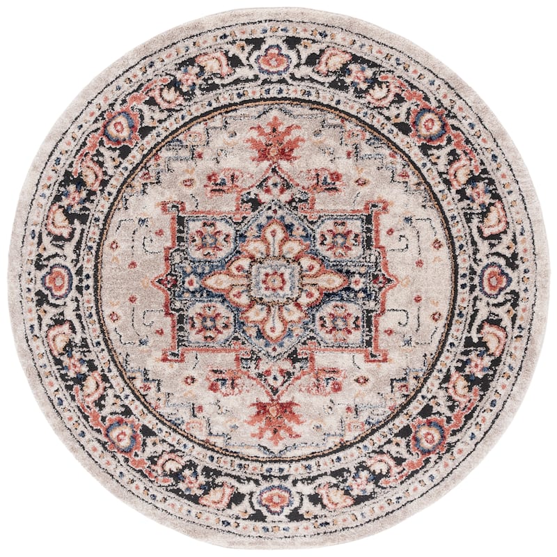 SAFAVIEH Luna Thalia Oriental Medallion Rug - 6'7" Round - Beige/Black Rust