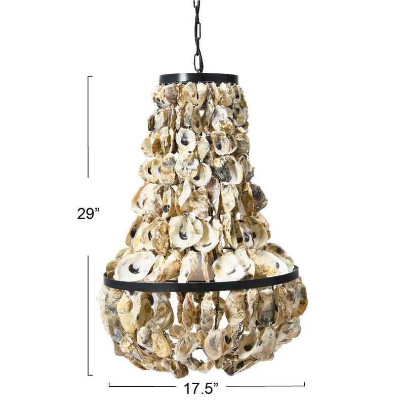 Metal and Draped Oyster Shell Chandelier