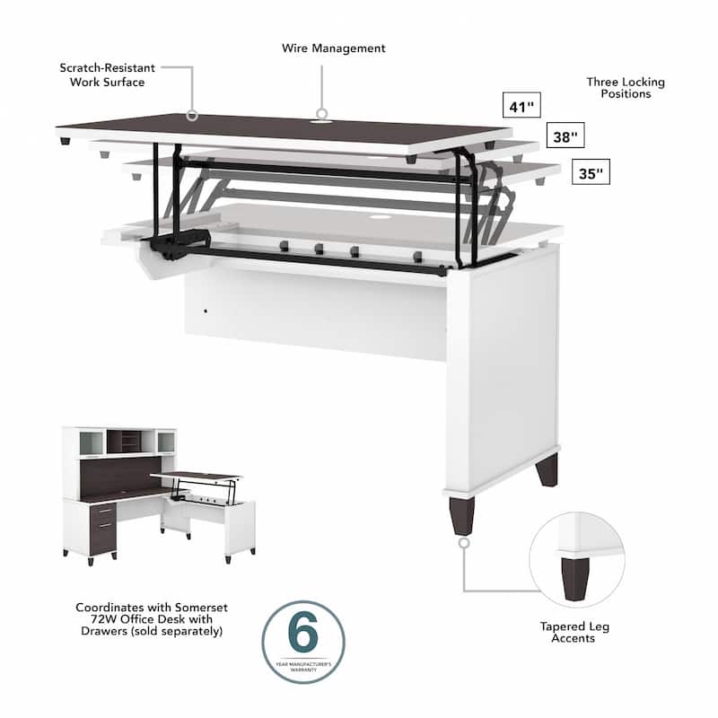 Bush Furniture Somerset 42W 3 Position Sit to Stand Return