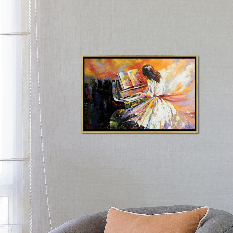 iCanvas "The Girl Playing On The Piano" by balaikin Framed Canvas Print