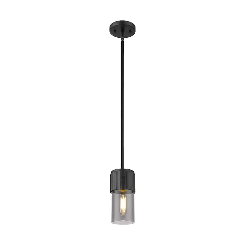 Innovations Lighting Bolivar - 1 Light 7" Stem Hung Pendant - Matte Black/Light Smoke
