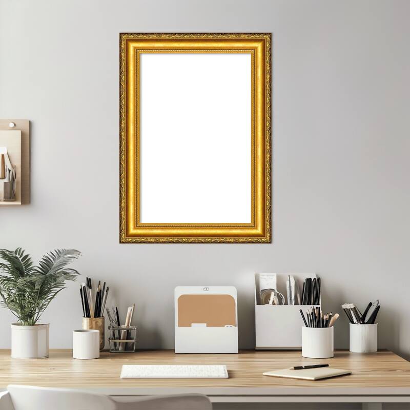 Amanti Art Colonial Embossed Gold Framed Dry Erase Magnetic Board
