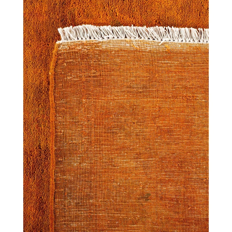 Overton Hand Knotted Wool Vintage Inspired Modern Contemporary Overdyed Gold Area Rug - 10' 10" x 15' 7"