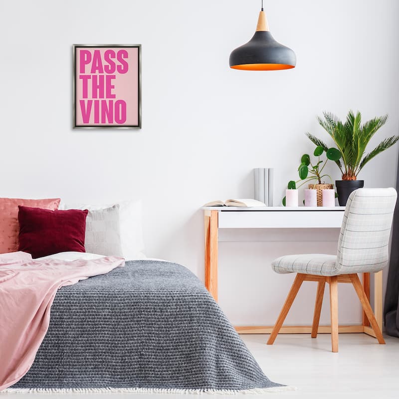 Stupell Pass The Vino Pastel Framed Floater Canvas Wall Art Design By House of Lulu