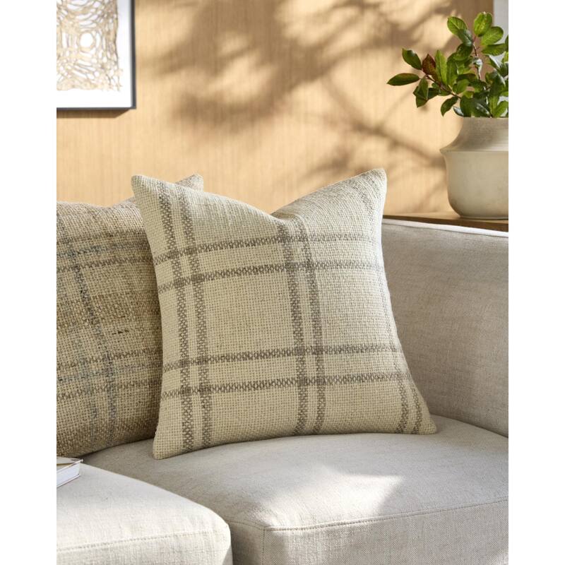 Becki Owens x Livabliss Ladera Traditional Accent Pillow - Beige/Taupe - 20"L x 20"W - Down