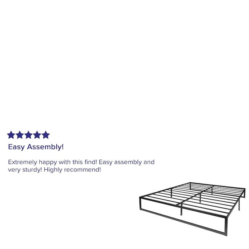 14 Inch Metal Platform Bed Frame/Steel Slat Support/No Box Spring Needed