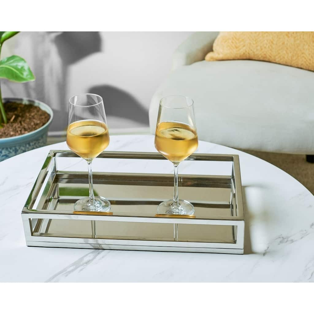 Sol Living Stainless Steel Rectangular Tubular Serving Tray - Tubular, 15" x 2.7" x 8"