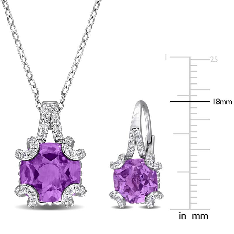 Miadora Sterling Silver Gemstone Necklace and Earrings Set