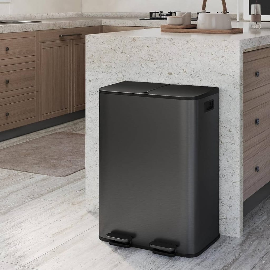 2 x 15 L Soft-Close Lid Dual-compartment Kitchen Pedal Trash Can