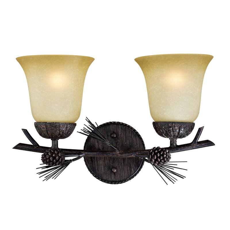 Sierra 2 Light Bronze Rustic Pinecone Bathroom Vanity Fixture - 15-in W x 11.5-in H x 8-in D - Black Walnut - 15-in W x 11.5-in H x 8-in D