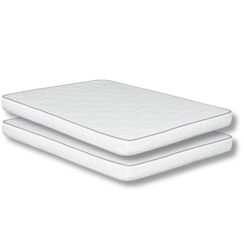 Sly 6 Inch Twin Size Mattress Set of 2, Medium Polyurethane Foam Core