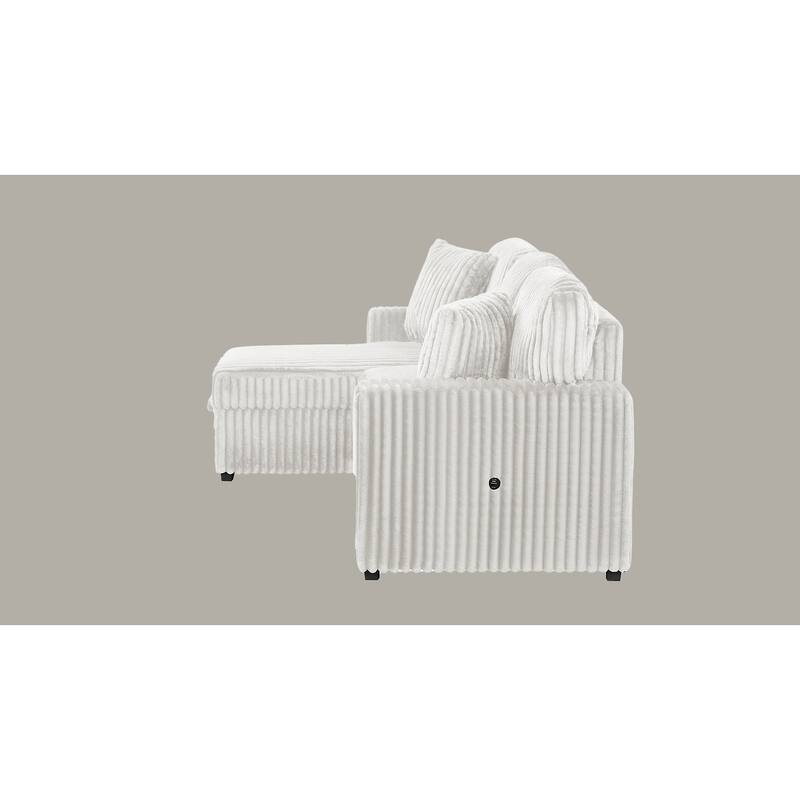 Plush Sectional in Black, Cream and Gray