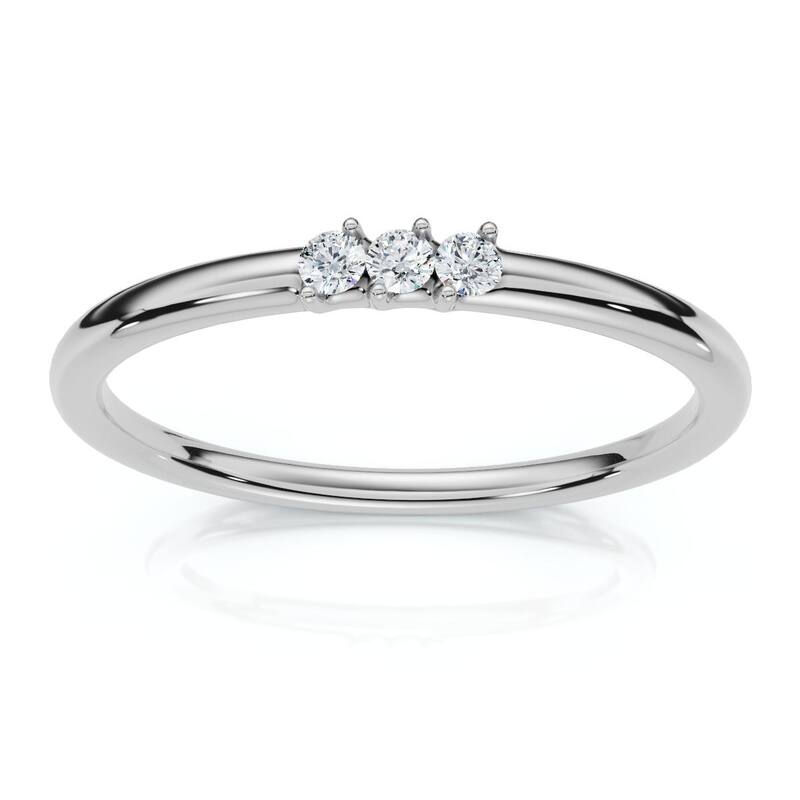 Bliss Diamond Delicate Diamond 3-Stone Minimalist Anniversary Wedding Ring Gold Lab Grown