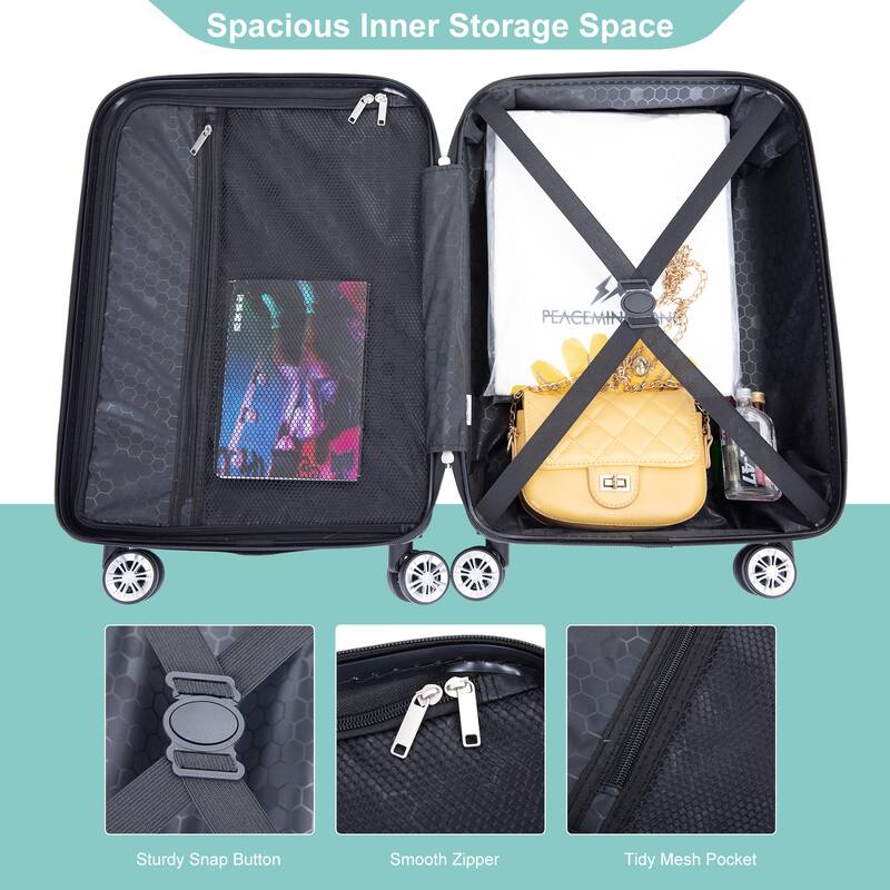 20/14" Spinner Wheels Luggage Sets 2 Piece Lightweight Suitcase Sets, Carry On Trunks Sets