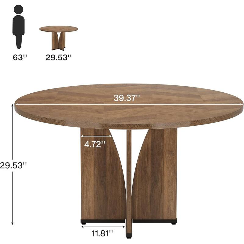 39" Round Conference Table for 4 Modern Wooden Meeting Table with Sturdy Base for Office/Training/Negotiation/Conference Room