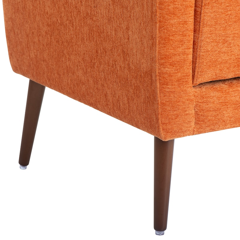Chenille Modern Accent Chair with Wooden Legs and Mid-Century Lounge Chair (275lb Capacity)