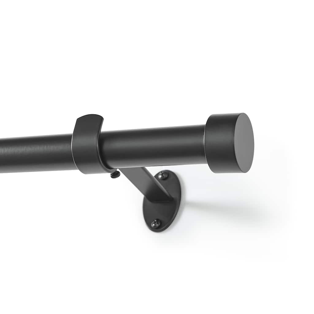 Threadmade Serena Single Curtain Rod with Contemporary Cap Finial