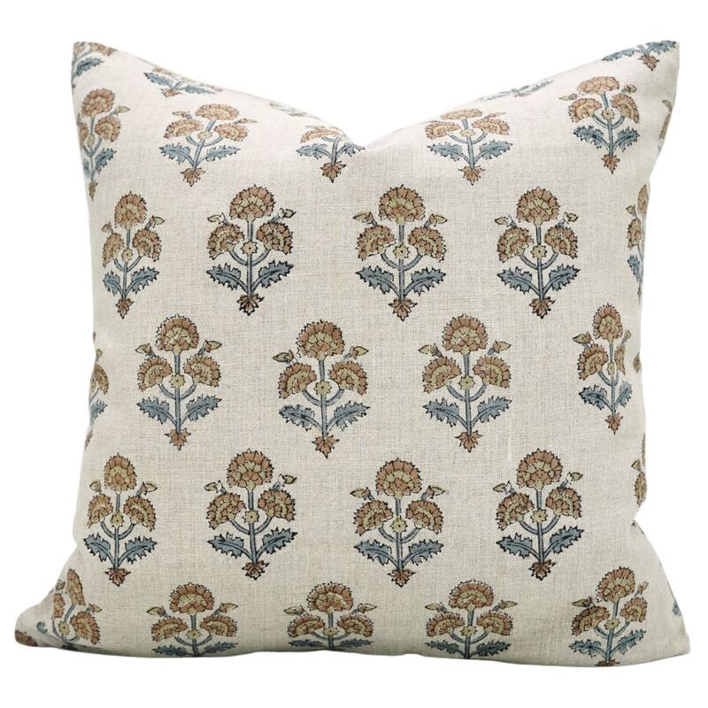 Fabdivine Polka Dots Grey Pure Linen Cushion Cover Soft, 12x20 Inches Handmade Block Print Bedroom or Farmhouse Décor, Shivri - Pillow Covers - Traffic Light- Teal, Orange - 18" x 18"