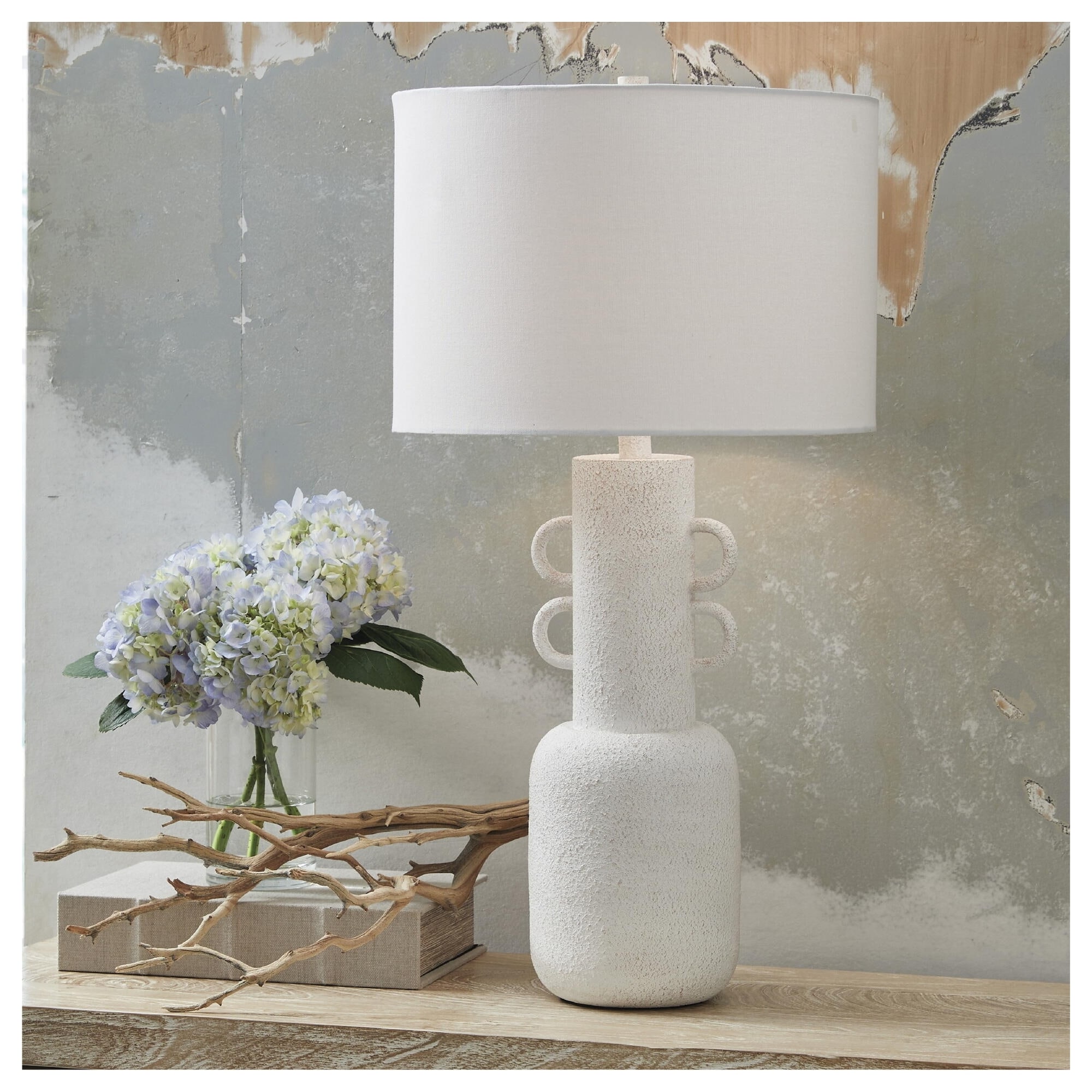 Signature Design by Ashley Perringhill Distressed White Table Lamp - 16" W x 16" D x 29.5" H