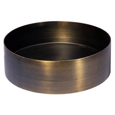 Round 15-in Stainless Steel Vessel Sink in Antique with Drain