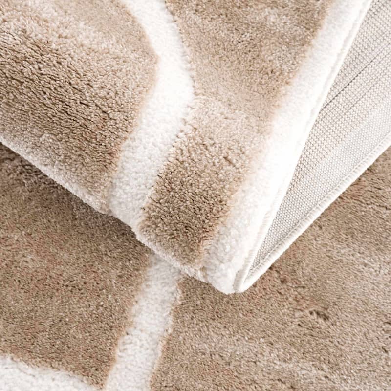Hauteloom Azana Living Room, Bedroom Area Rug - Farmhouse - High Pile - Bone,Black - 5'3" x 7'