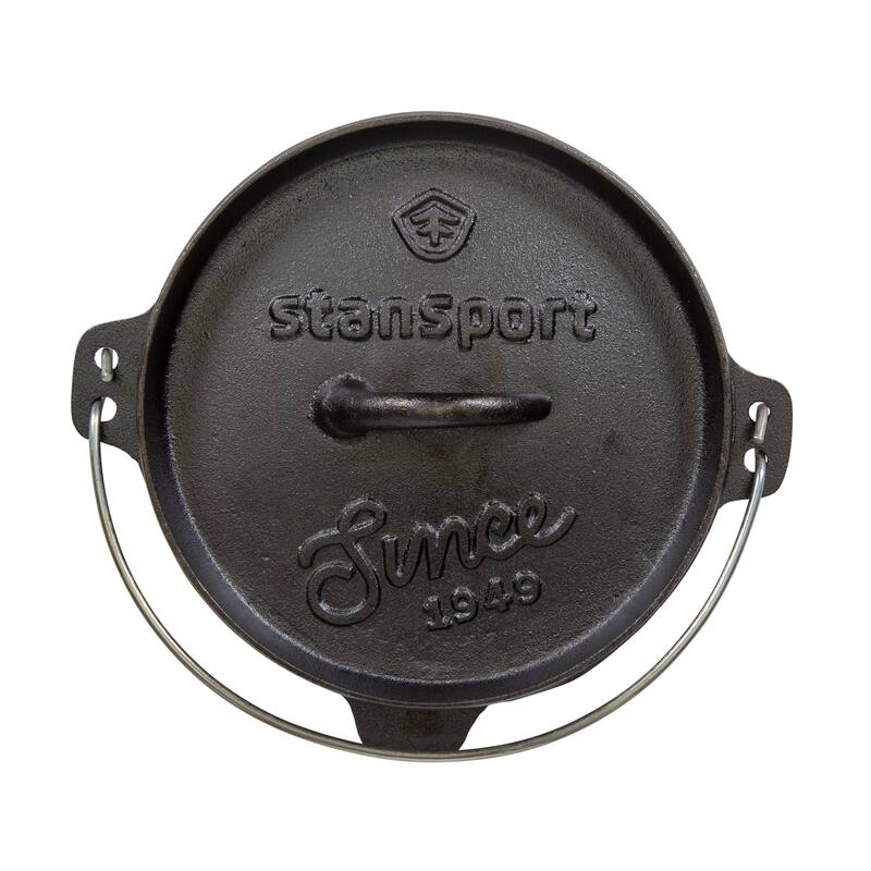 Stansport 2 QT Pre-Seasoned Cast Iron Dutch Oven Flat Bottom - 8" L x 8" W x 3" H