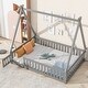 preview thumbnail 2 of 5, Full Tent-shaped Floor Bed, with Guardrails, Slats, Door ,Grey