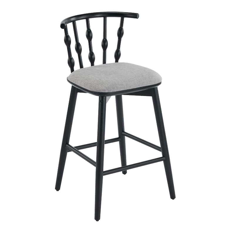 Christopher Knight Home - Leontius Bar Stool with Rubberwood Frame and Hourglass Backrest(Set of 2)