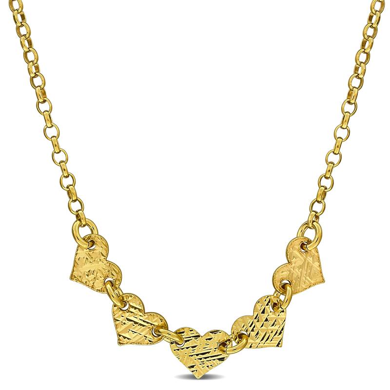 Miadora Heart Center Rolo Chain Necklace in Yellow Plated Sterling Silver