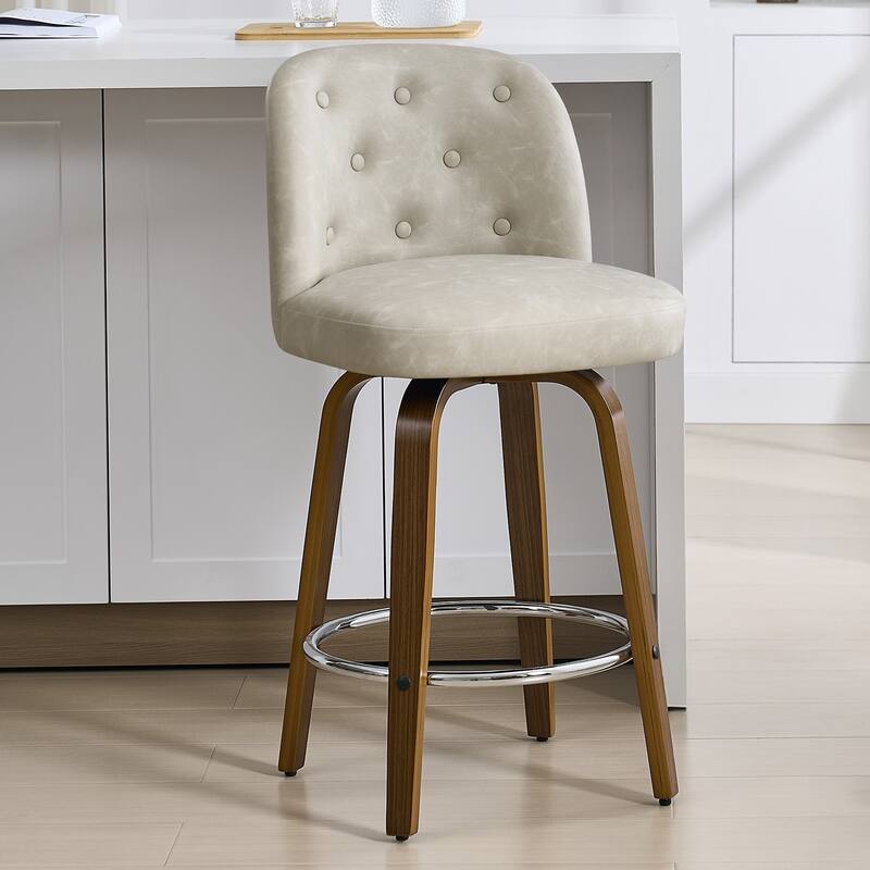 26"/29" Swivel Bar Stools/ Counter Stool with Bentwood Legs - Single - PU-Griege - Counter Height