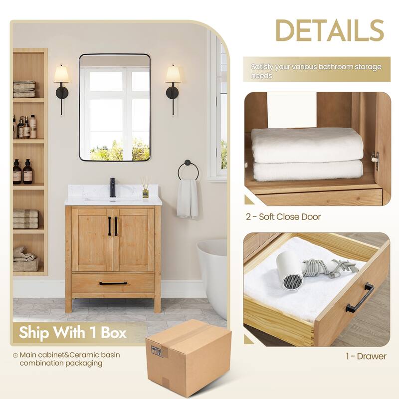 Shannon Bath Vanity with Composite Stone Countertop and Mirror