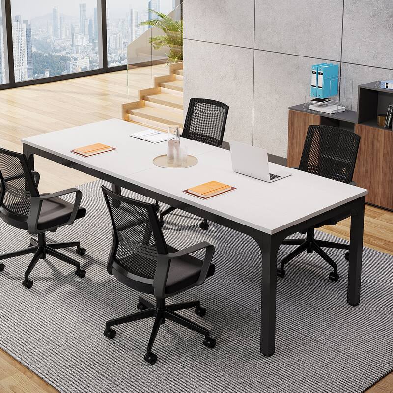 Rectangle 13FT Large Conference Table Set of 2, 78.74-Inch Meeting Seminar Table, Long Business Table